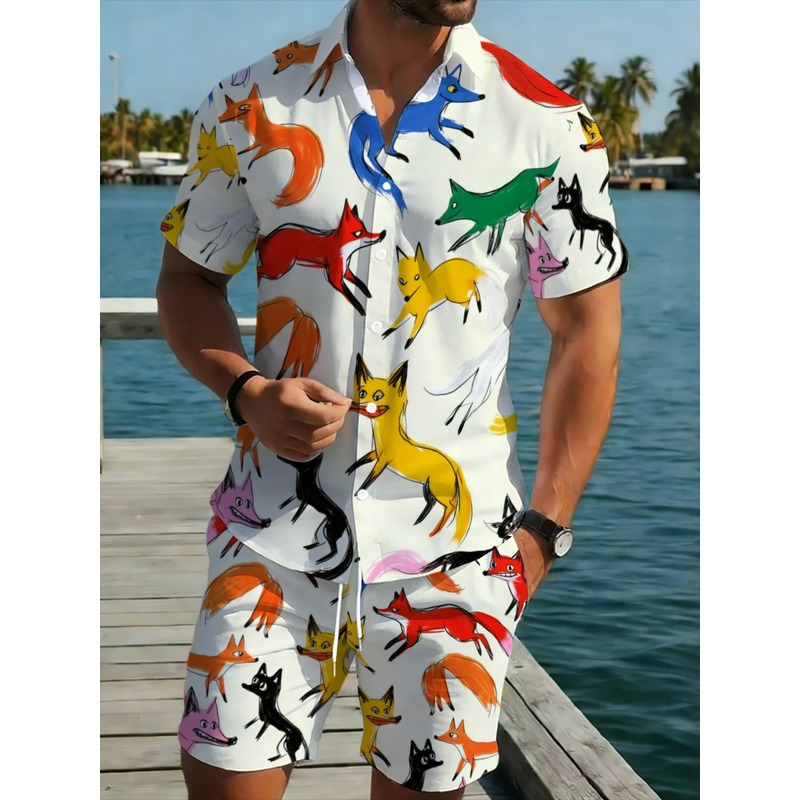 Hiking - Premium Men's Printed Shirt Shorts Matching